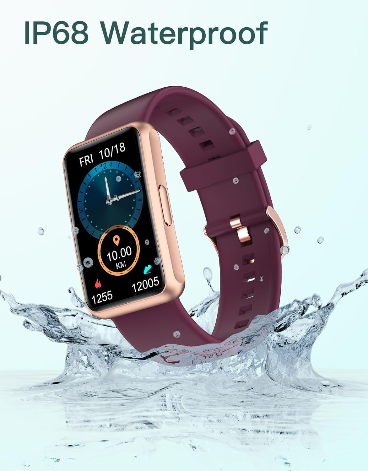 Fitness Tracker - IP68 Waterproof Fitness Watch for Men and Women with Full Touch Screen, Steps and Calories Counter, Sleep Tracker, and Alarm Clocks (Purple)