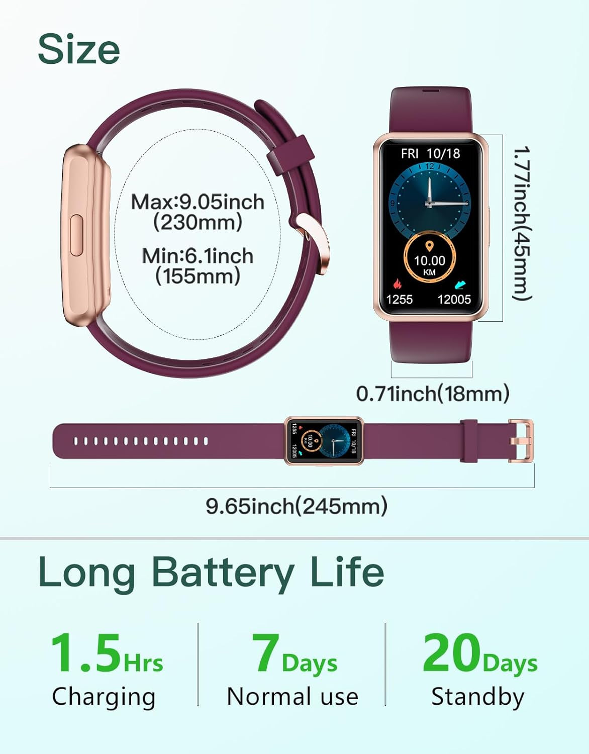 Fitness Tracker - IP68 Waterproof Fitness Watch for Men and Women with Full Touch Screen, Steps and Calories Counter, Sleep Tracker, and Alarm Clocks (Purple)
