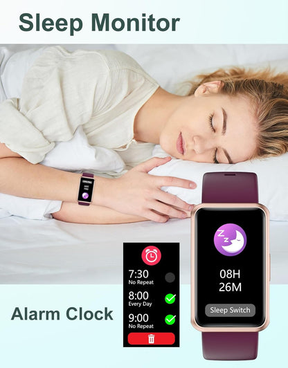 Fitness Tracker - IP68 Waterproof Fitness Watch for Men and Women with Full Touch Screen, Steps and Calories Counter, Sleep Tracker, and Alarm Clocks (Purple)