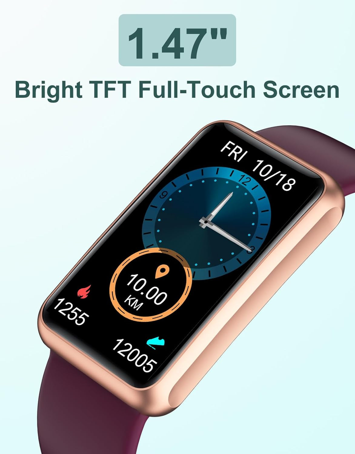 Fitness Tracker - IP68 Waterproof Fitness Watch for Men and Women with Full Touch Screen, Steps and Calories Counter, Sleep Tracker, and Alarm Clocks (Purple)