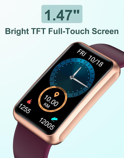 Fitness Tracker - IP68 Waterproof Fitness Watch for Men and Women with Full Touch Screen, Steps and Calories Counter, Sleep Tracker, and Alarm Clocks (Purple)
