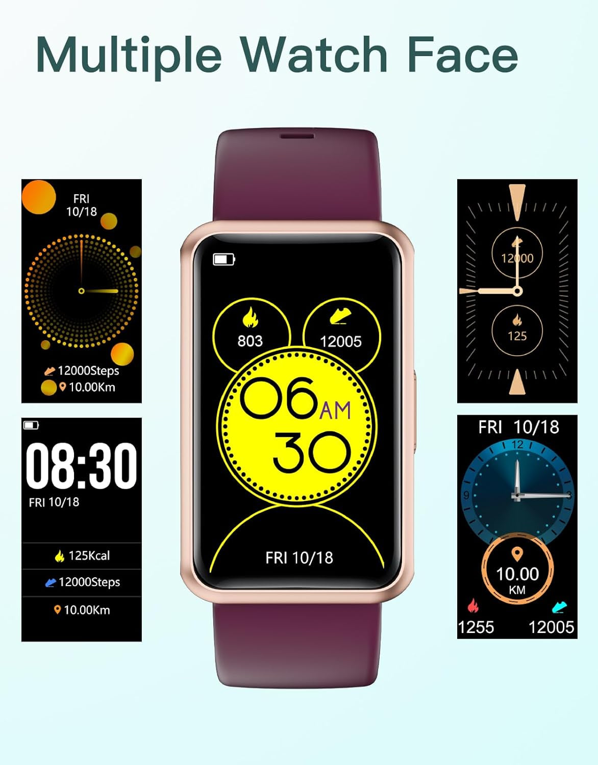 Fitness Tracker - IP68 Waterproof Fitness Watch for Men and Women with Full Touch Screen, Steps and Calories Counter, Sleep Tracker, and Alarm Clocks (Purple)