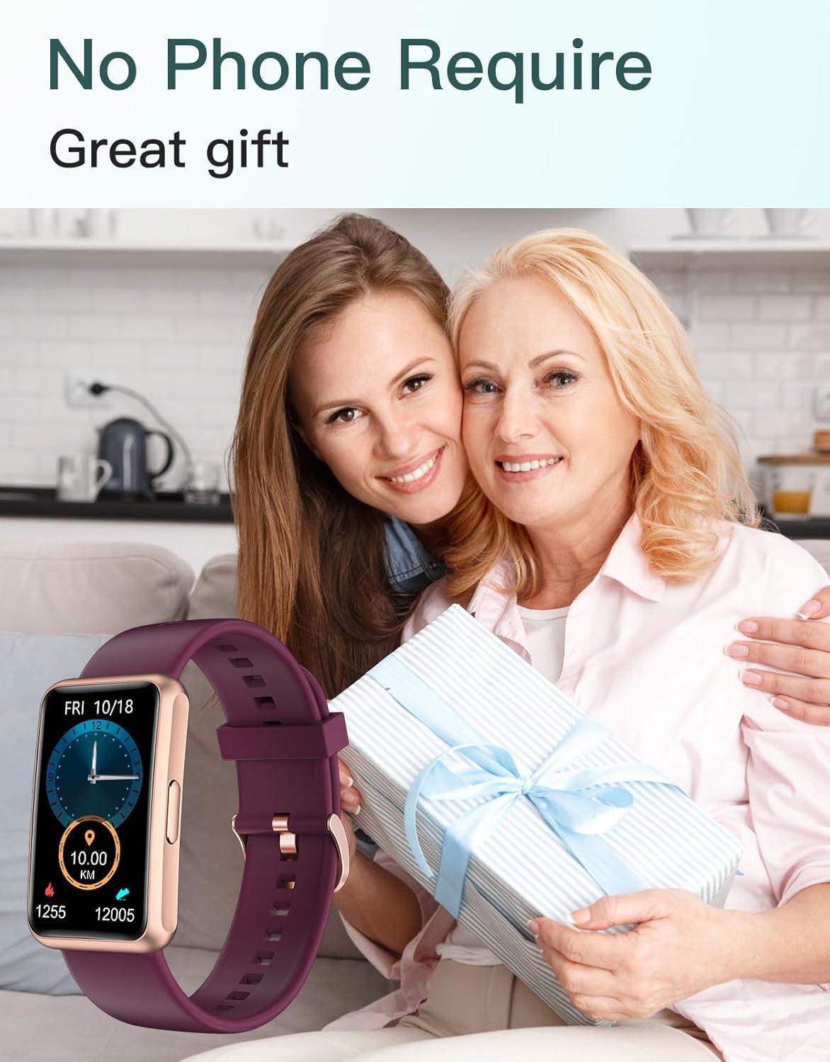 Fitness Tracker - IP68 Waterproof Fitness Watch for Men and Women with Full Touch Screen, Steps and Calories Counter, Sleep Tracker, and Alarm Clocks (Purple)